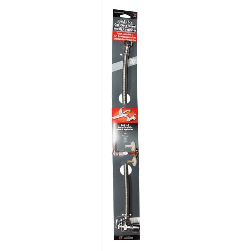 Keeney CPOLFL20K 1/2 in. Push Fit IP 20 in. Stainless Steel Faucet Supply Line