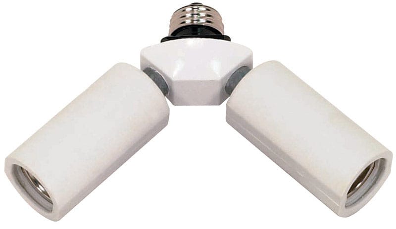 Satco 77607 Plastic Medium Base Twin Light Socket Adapter 1 pk