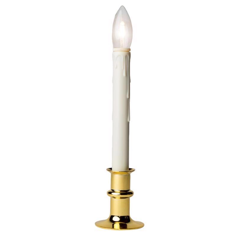 Celestial Lights P-1524-BI Brass/White no scent Scent LED Battery Operated Taper Candle