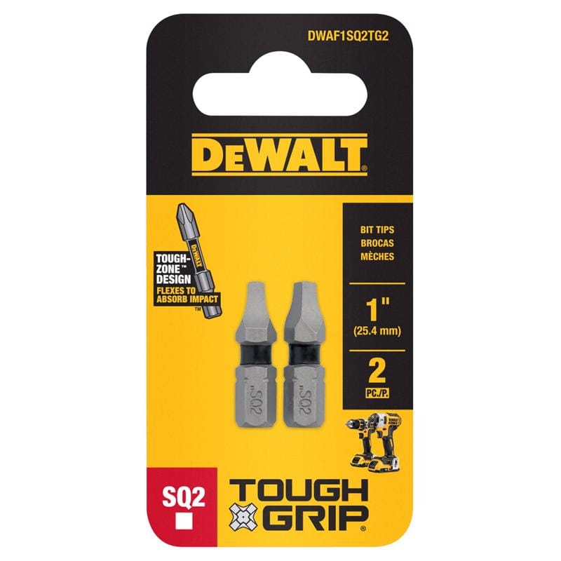 Dewalt DWAF1SQ2TG2 Toughgrip Square 1 in. L Screwdriver Bit S2 Tool Steel 2 pk