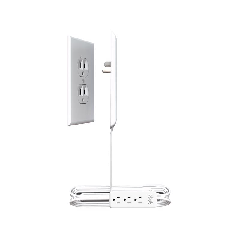 Sleek Socket 8-M-OVSZ-W 8 ft. L 3 outlets Combo Extension Cord White