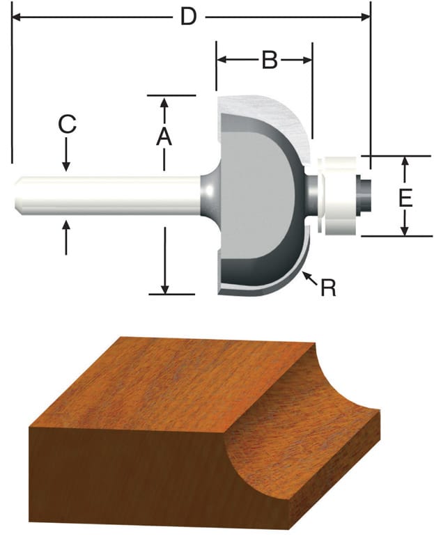 Vermont American 23141 1-1/2 in. D X 1/2 in. X 2-7/16 in. L Carbide Tipped Cove Router Bit