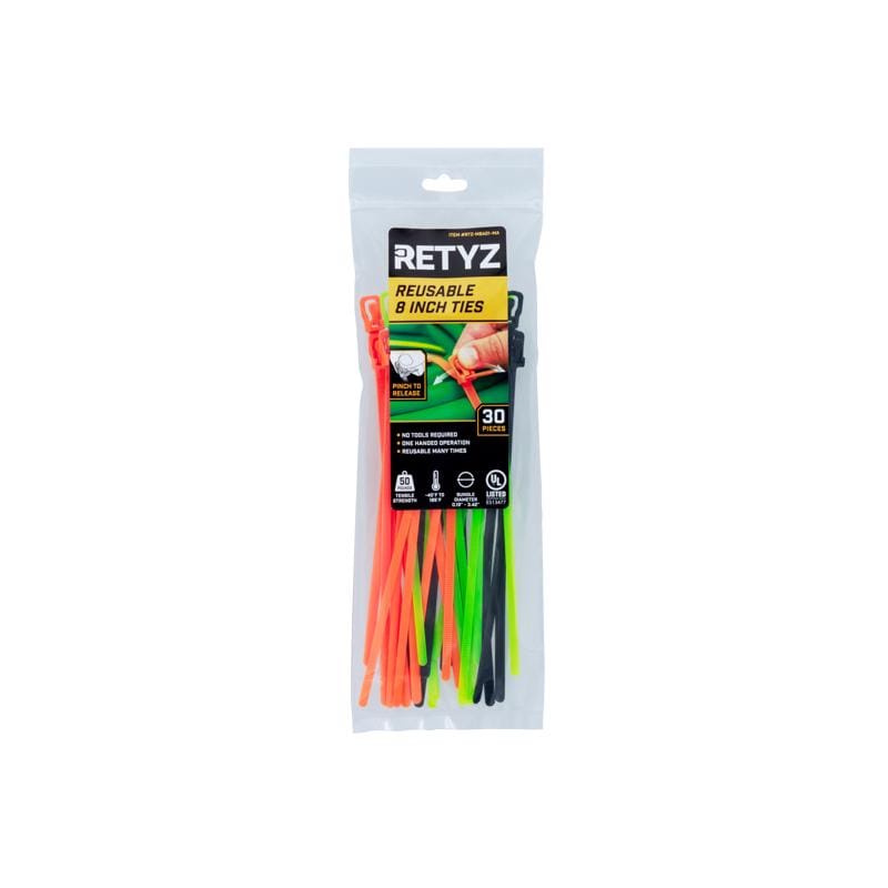 Retyz RTZ-MBA01-MA EveryTie 8 in. L Assorted Cable Tie 30 pk