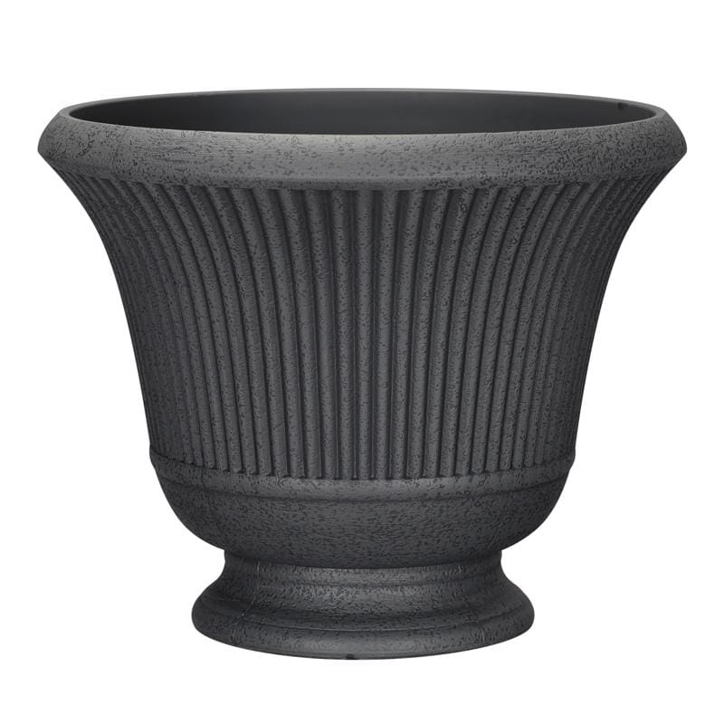 L&G PVE8016TKI 12.9 in. H X 16 in. D Polyresin Pedestal Urn Planter Charcoal