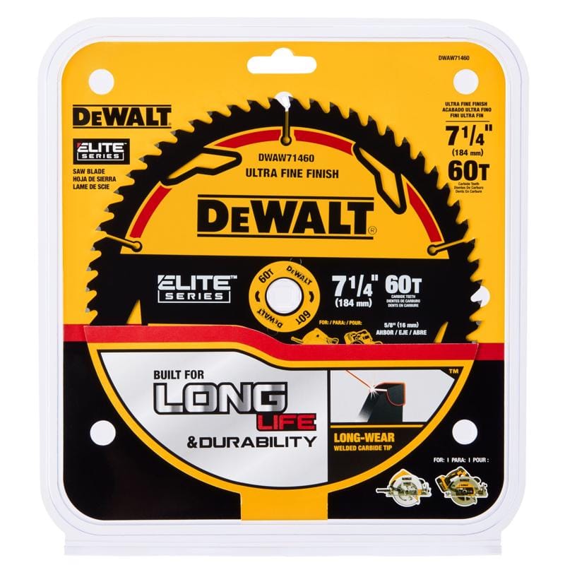 Dewalt DWAW71460 Elite Series 7-1/4 in. D X 5/8 in. Tungsten Carbide Tipped Circular Saw Blade 60 teeth 1 pk