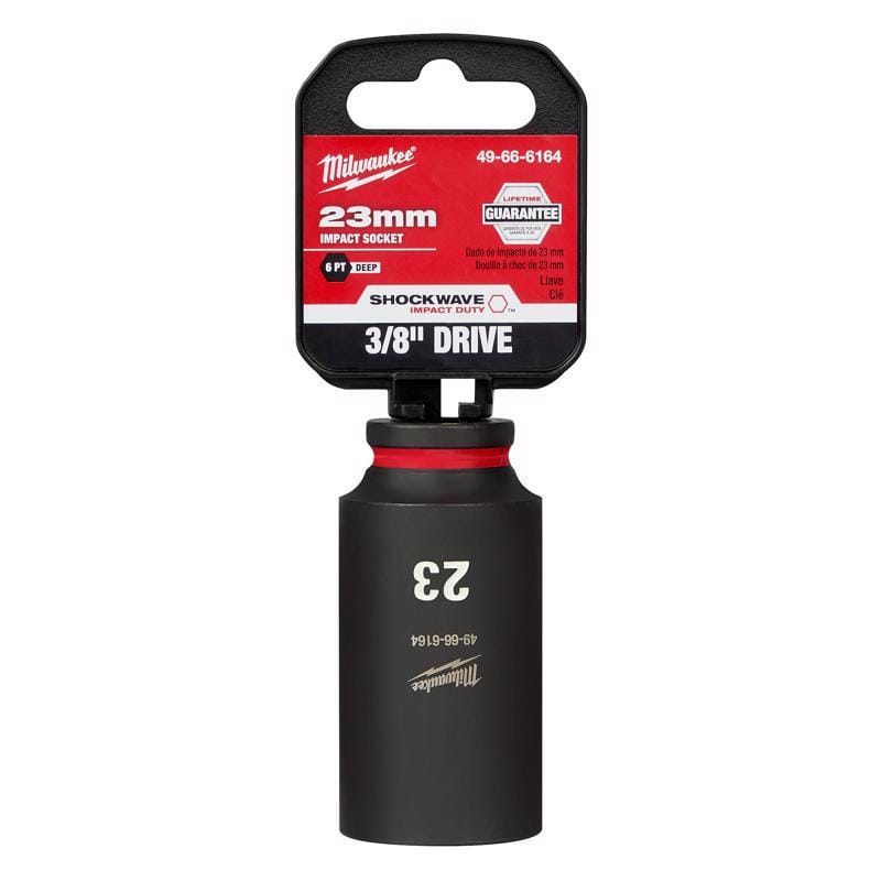 Milwaukee 49-66-6164 Shockwave 23 mm X 3/8 in. drive Metric 6 Point Deep Impact Socket 1 pc