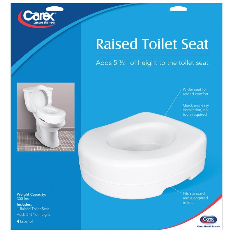 Carex Health Brands FGB31300 0000 White Elevated Toilet Seat Plastic 4.25 in. H X 14.5 in. L