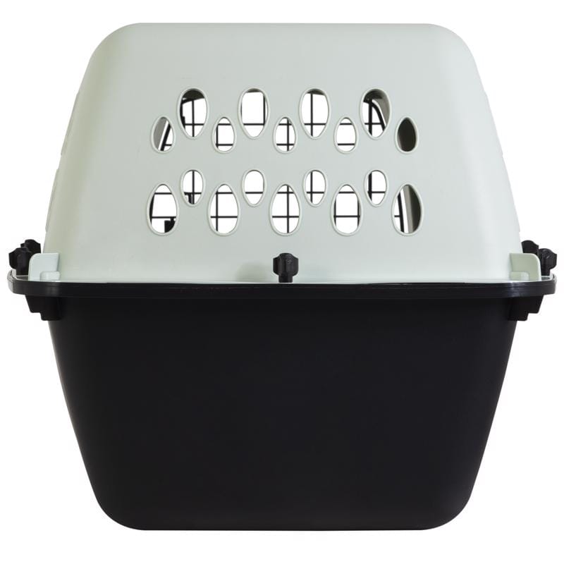 Aspen Pet 21089 Pet Porter Medium Plastic Pet Kennel Black/Gray 14.5 in. H X 16.7 in. W X 24 in. D