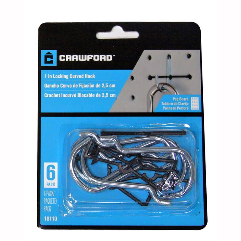 Crawford 18110 Zinc Plated Black/Silver Steel 1 in. Peg Hooks 1 pk