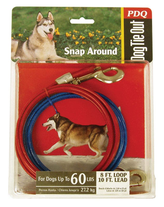 PDQ Q251500099 Red Tie-Out Vinyl Coated Cable Dog Tie Out Large