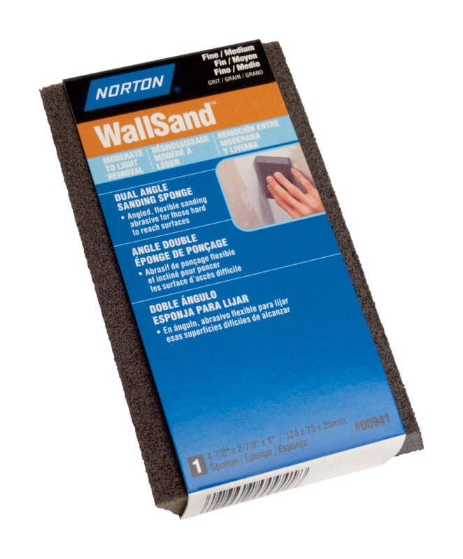 Norton 07660700941 WallSand 4.875 in. L X 2.875 in. W X 1 in. Fine/Medium Dual Angle Sanding Sponge
