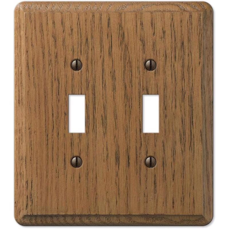Amerelle 901TT Contemporary Medium Brown 2 gang Oak Wood Toggle Wall Plate 1 pk