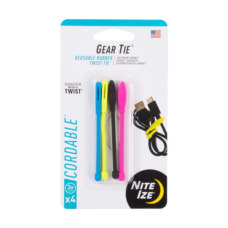 Nite Ize GTK3-A1-4R7 Gear Tie 3 in. L Assorted Twist Ties 4 pk