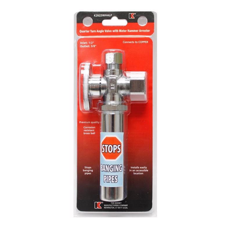Keeney 2622WHALF 5/8 in. CTS in. X 3/8 in. Compression Brass Shut-Off Valve with Water Hammer