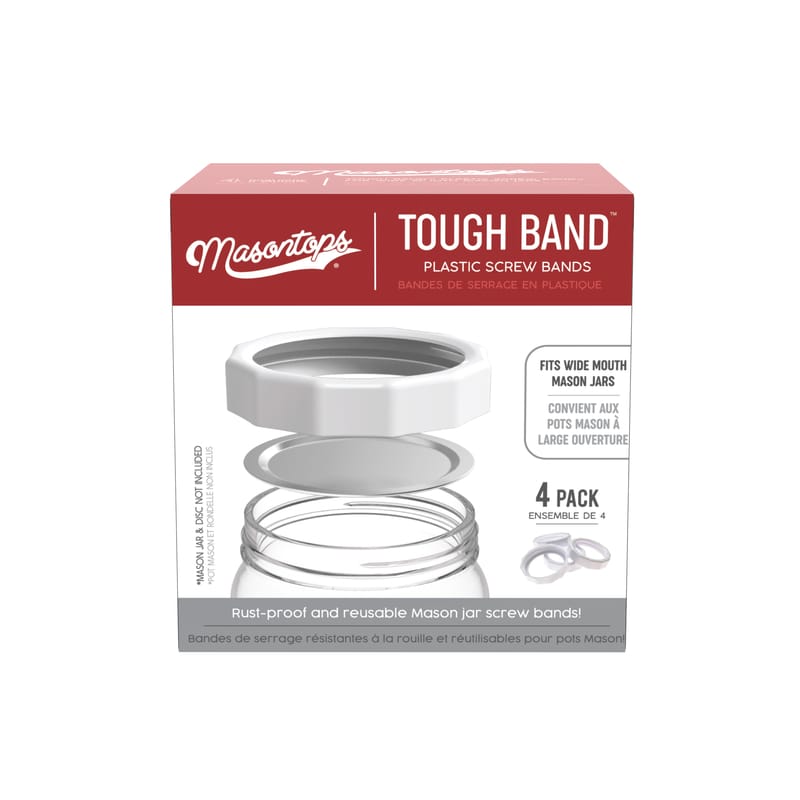 Masontops TB4WWHT Tough Band Wide Mouth Canning Rings 4 pk