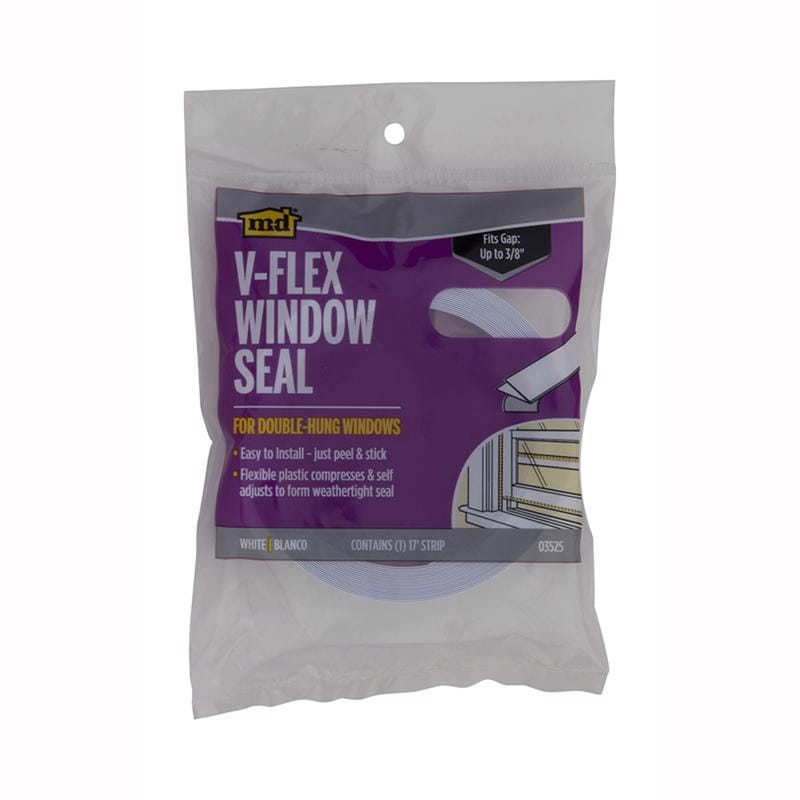 M-D Building Products 03525 White Plastic Weatherstrip For Windows 204 in. L X 0.38 in.