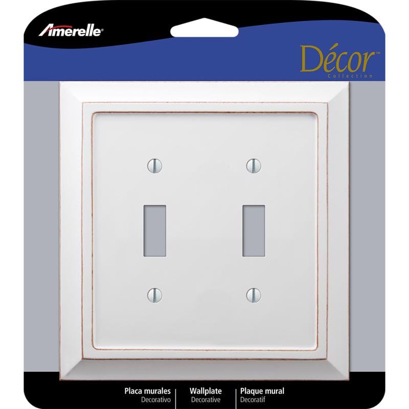 Amerelle 4040TTDW Savannah White 2 gang Wood Toggle Wall Plate 1 pk