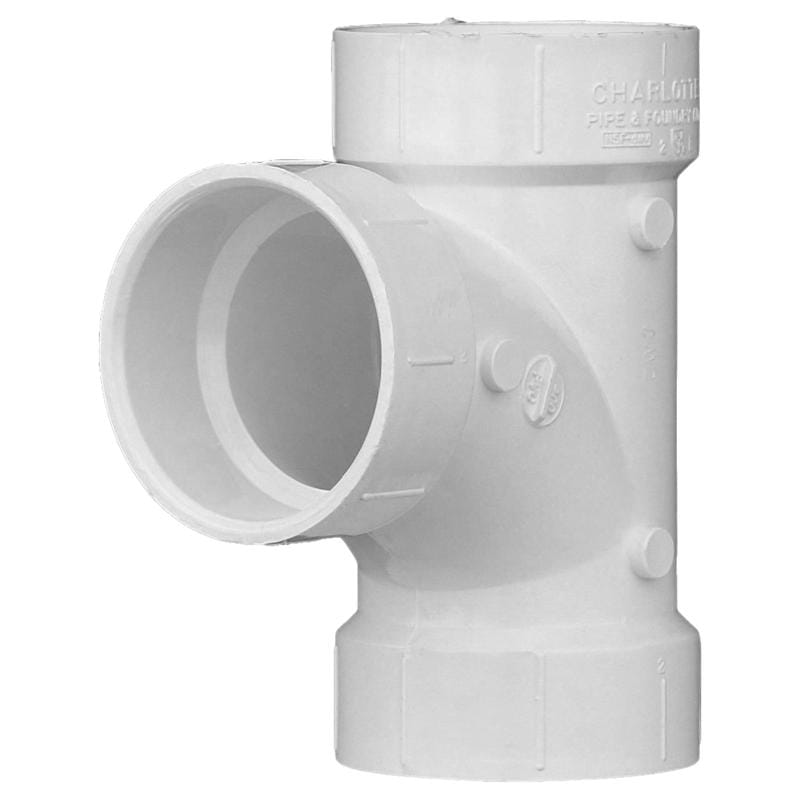 Charlotte Pipe PVC004001000 Schedule 40 2 in. Hub X 2 in. D Hub PVC Sanitary Tee 1 pk