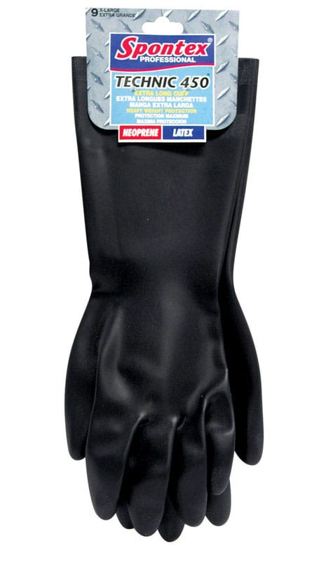 Spontex 33557 Technic 450 Latex/Neoprene Cleaning Gloves M Black 1 pk