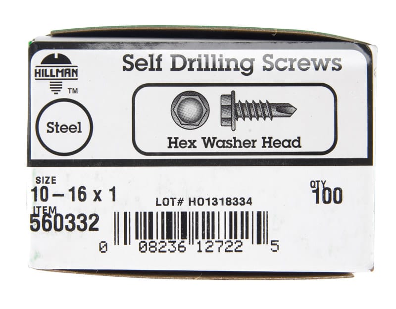 Hillman 560332 No. 10 Ga. X 1 in. L Hex Hex Washer Head Sheet Metal Screws 100 pk