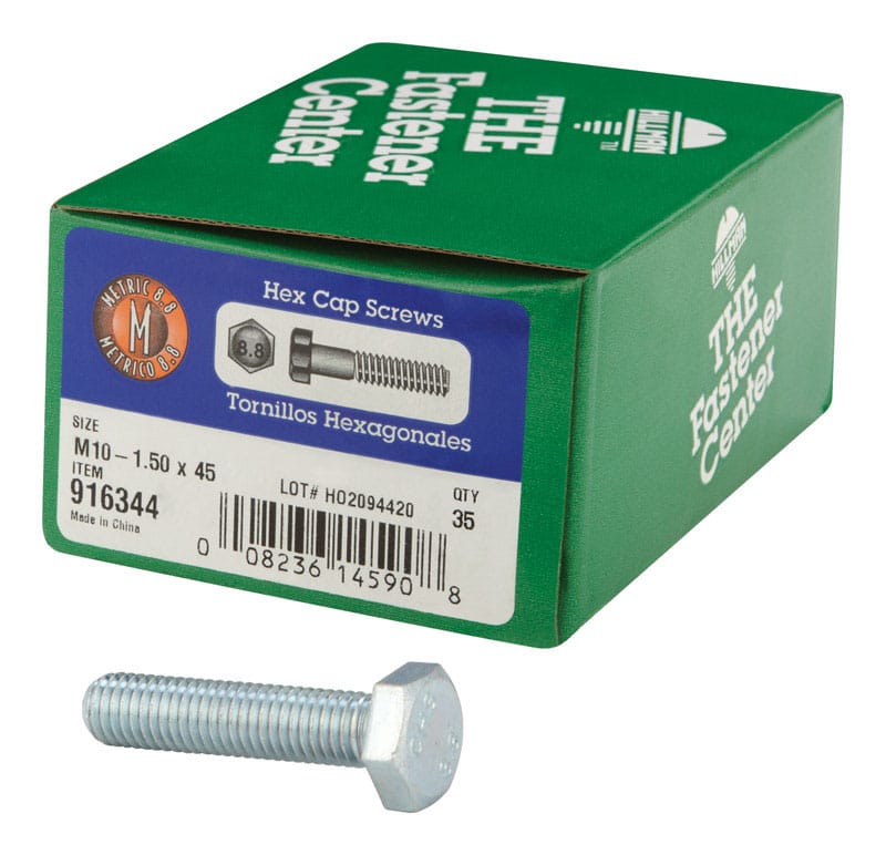 Hillman 916344 M10-1.50 mm D X 45 mm L Heat Treated Steel Hex Head Cap Screw 35 pk