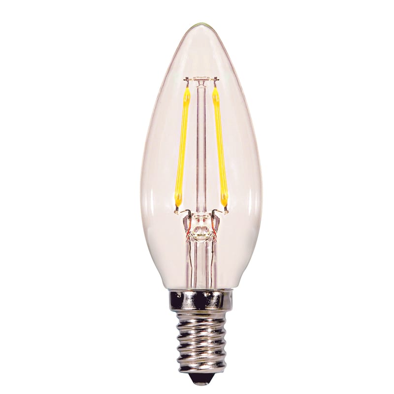 Satco S21819 B11 E12 (Candelabra) Filament LED Bulb Warm White 40 Watt Equivalence 2 pk