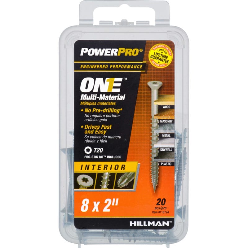 Hillman 116724 Power Pro No. 8 Ga. X 2 in. L Star Flat Head Coarse Multi-Material Screws