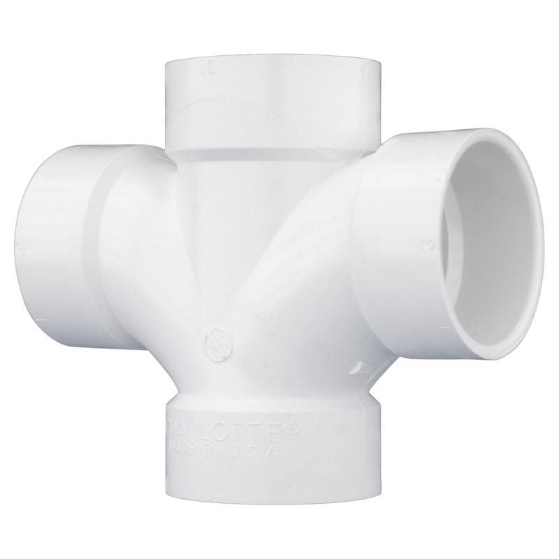 Charlotte Pipe PVC004281000 Schedule 40 3 in. Hub X 3 in. D Hub PVC Double Sanitary Tee 1 pk