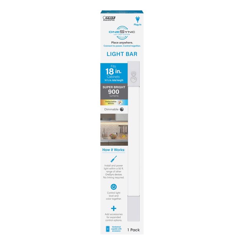 Feit UCL18/5CCT 18 in. L White Plug-In LED Under Cabinet Light Strip 900 lm