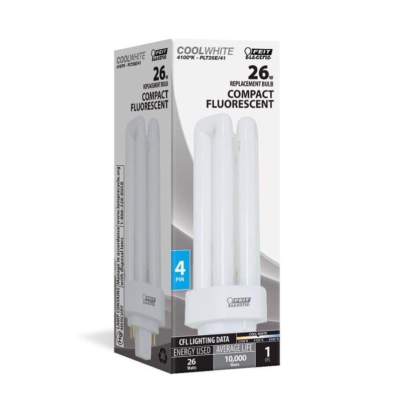Feit PLT26E/41 CFL 26 W PL 2.1 in. D X 5.2 in. L Fluorescent Bulb Cool White Tubular 4100 K 1 pk