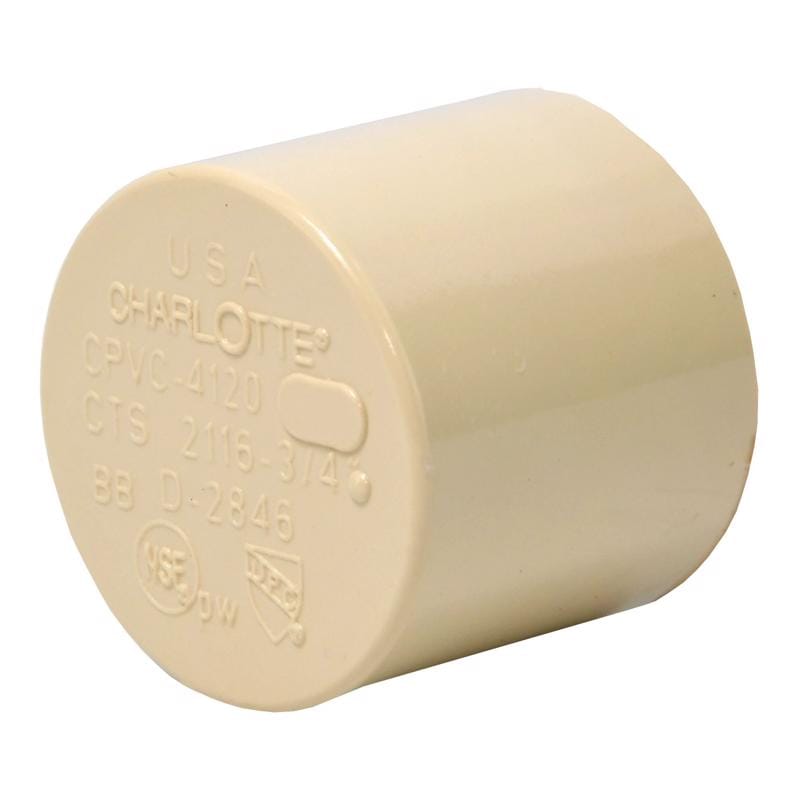 Charlotte Pipe CTS02116C0800 FlowGuard 3/4 in. Slip CPVC Drain Cap 10 pk