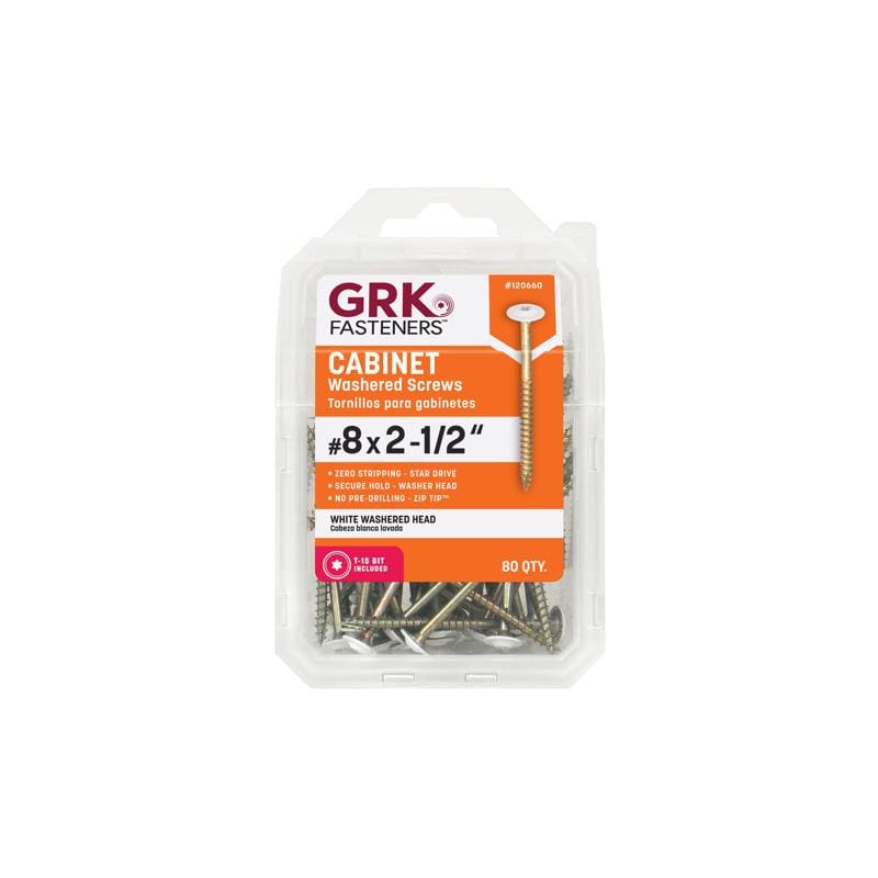 GRK Fasteners 120660 No. 8 X 2-1/2 in. L Star Climatek W-Cut Cabinet Screws 80 pk