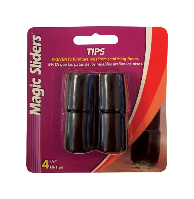 Magic Sliders 97077 Vinyl Leg Tip Black Round 7/8 in. W 4 pk