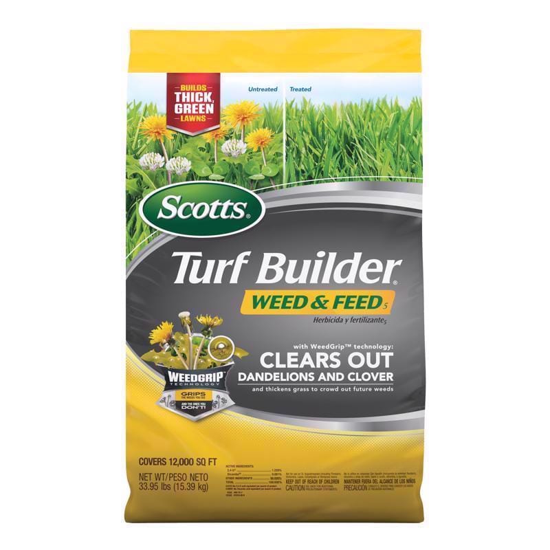 Scotts 25023 Turf Builder Weed & Feed Lawn Fertilizer For Multiple Grass Types 12000 sq ft