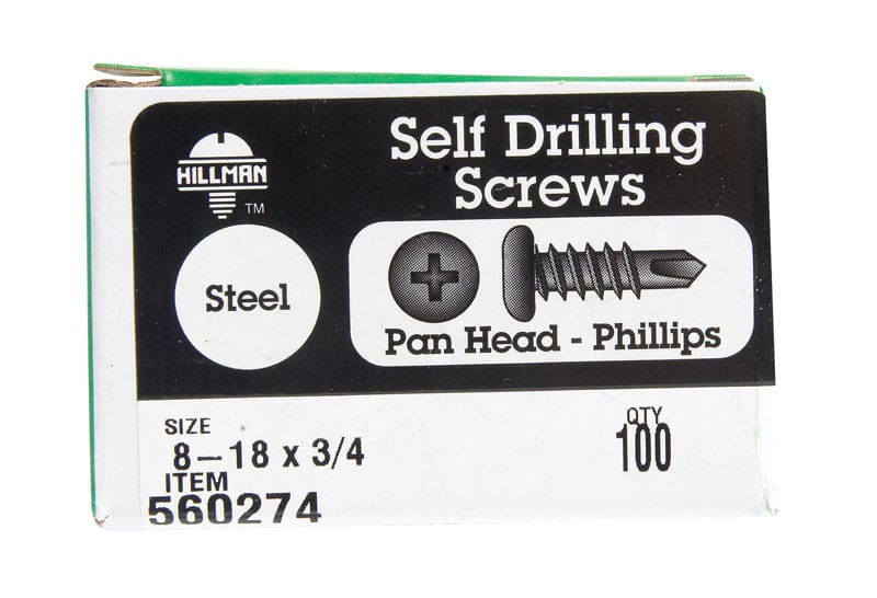 Hillman 560274 No. 8 Ga. X 3/4 in. L Phillips Pan Head Self-Drilling Screws 100 pk