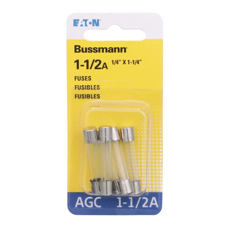 Bussmann BP/AGC-1-1/2-RP 1.5 amps Fast Acting Glass Fuse 5 pk