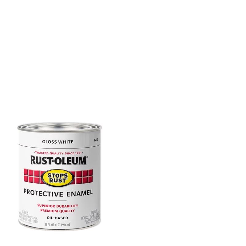 Rust-Oleum 7792504 Stops Rust Indoor and Outdoor Gloss White Oil-Based Protective Paint 1 qt