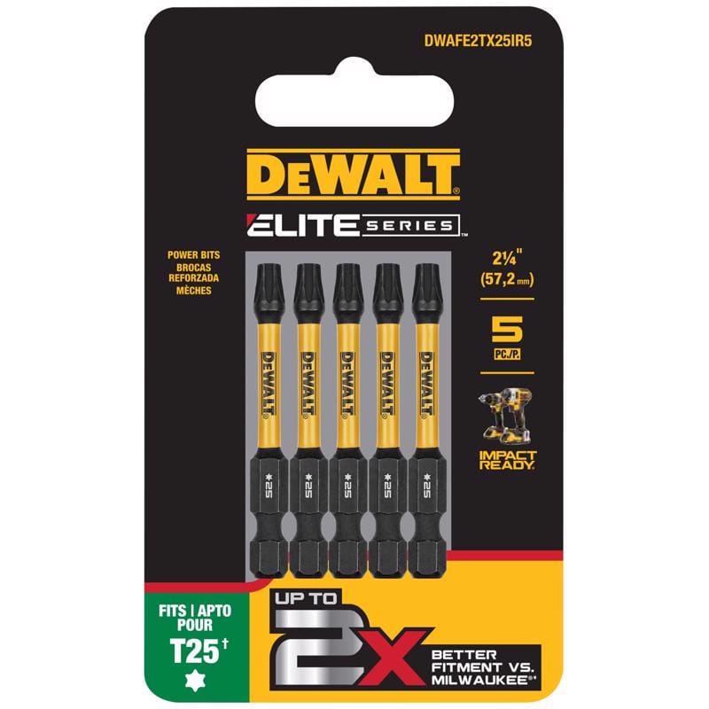 Dewalt DWAFE2TX25IR5 ELITE SERIES Torx T25 X 2-1/4 in. L Screwdriver Bit Steel 5 pc