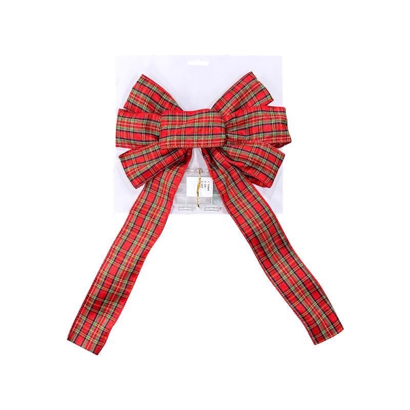 Lin-Con Marketing G23-0221 Omega Bright Designs 10 in. D X 1.5 ft. L LED Prelit Warm White Plaid Bow Garland
