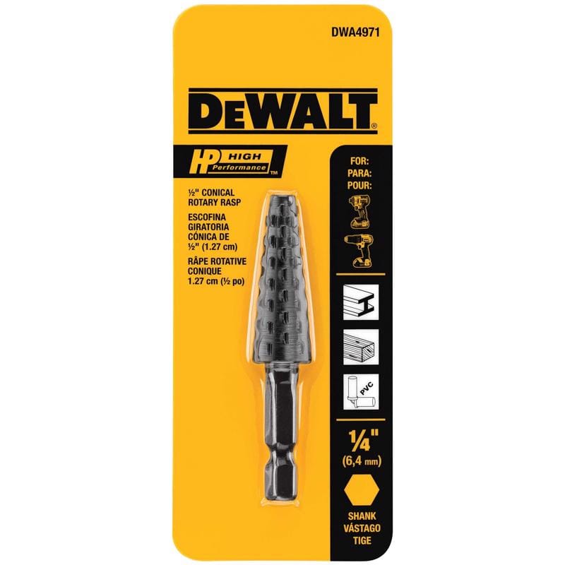 Dewalt DWA4971 HP 1/2 in. D Steel Rotary Rasp Conical 1 pk