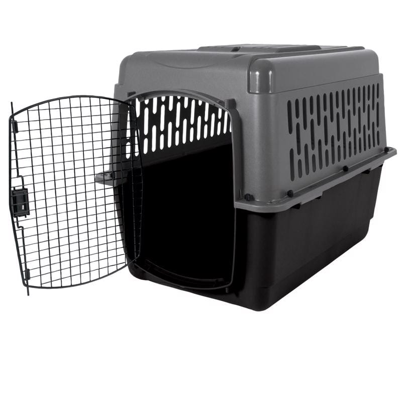 Aspen Pet 21183 Pet Porter Large Plastic Pet Kennel Black/Gray 27 in. H X 25 in. W X 36 in. D