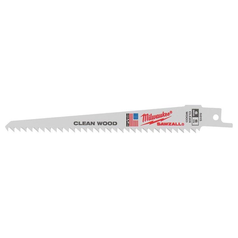 Milwaukee 48-00-5015 Sawzall 6 in. Bi-Metal Clean wood cutter Reciprocating Saw Blade 6 TPI 5 pk