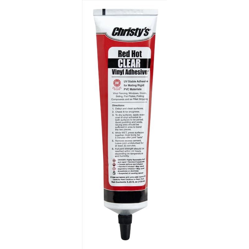 Christy's 505097 Red Hot Clear Adhesive and Sealant For PVC/Vinyl 5.25 oz