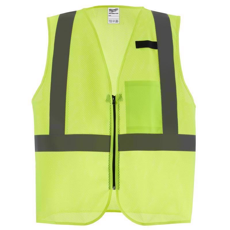 Milwaukee Tool 48-73-2251 Milwaukee CSA Type R/Class 2 Reflective Mesh/One Pocket Safety Vest High Visibility Yellow S/M
