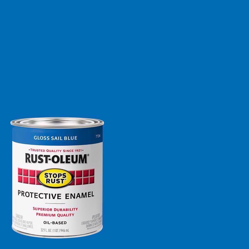 Rust-Oleum 7724502 Stops Rust Indoor and Outdoor Gloss Sail Blue Oil-Based Protective Paint 1 qt