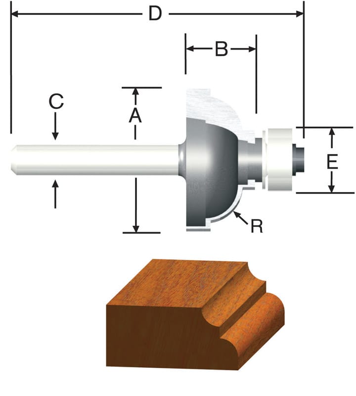 Vermont American 23144 1-3/8 in. D X 3/8 in. X 2-5/16 in. L Carbide Tipped Cove & Fillet Router Bit