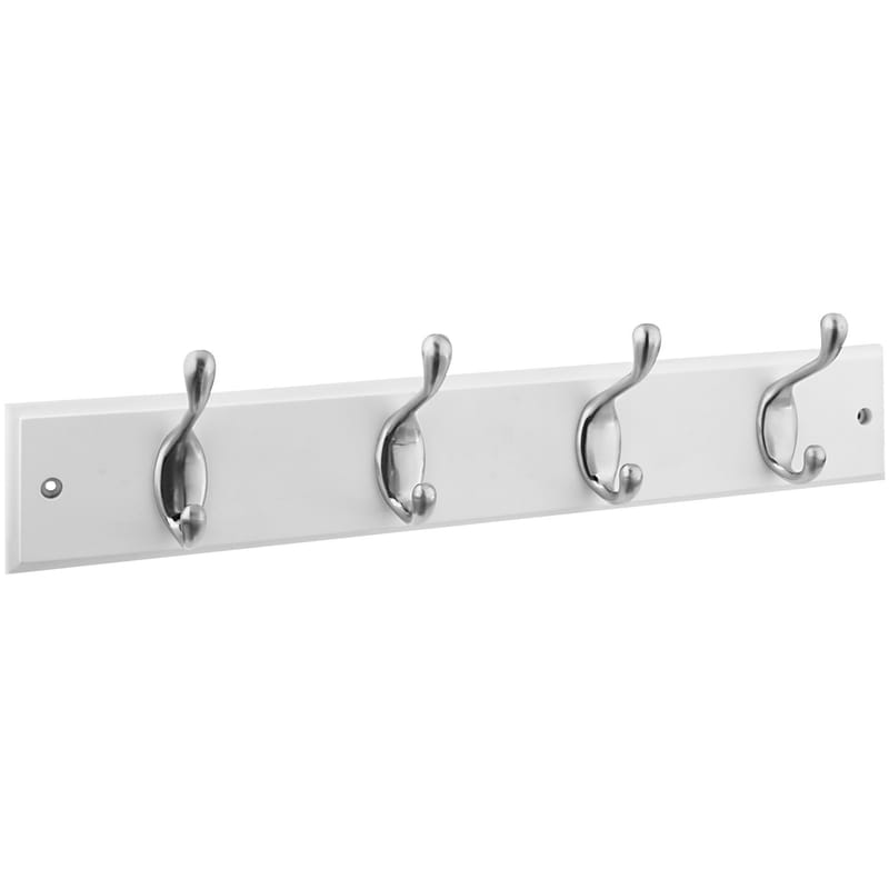 National Hardware S813-030 18 in. L Satin Nickel White Wood Rail Hook Rack 1 pk