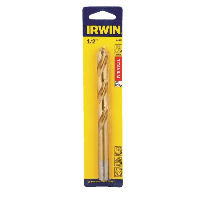 Irwin 63932 1/2 in. X 6 in. L High Speed Steel Drill Bit Straight Shank 1 pc