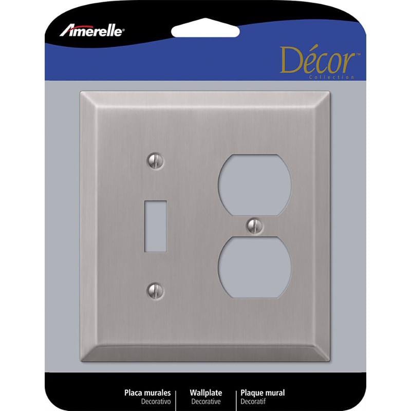 Amerelle 163TDBN Century Brushed Nickel 2 gang Stamped Steel Duplex/Toggle Wall Plate 1 pk