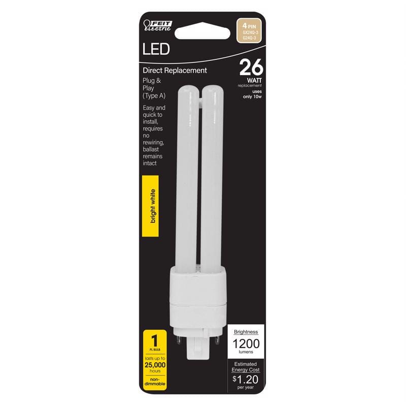 Feit BPLD26E835LG2HD PL GX24Q-3 4-Pin LED Tube Light Bright White 26 Watt Equivalence 1 pk
